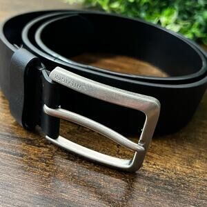 Tommy Hilfiger Belt 36 Mens Black Bonded Leather Classic Silver Buckle Work New